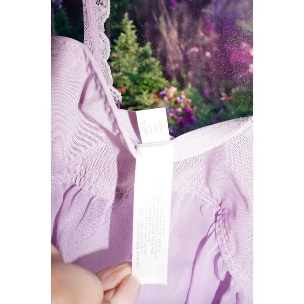Purple Lace Babydoll Slip Dress - Fairycore Cottagecore Y2K Lingerie - 14/16
